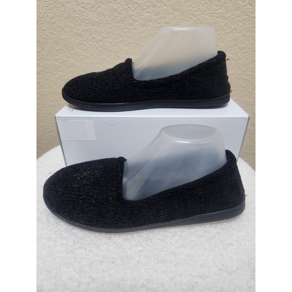 Dearfoams Women's Rebecca Black Chenille Closed Back Slippers Size M 7-8 House
